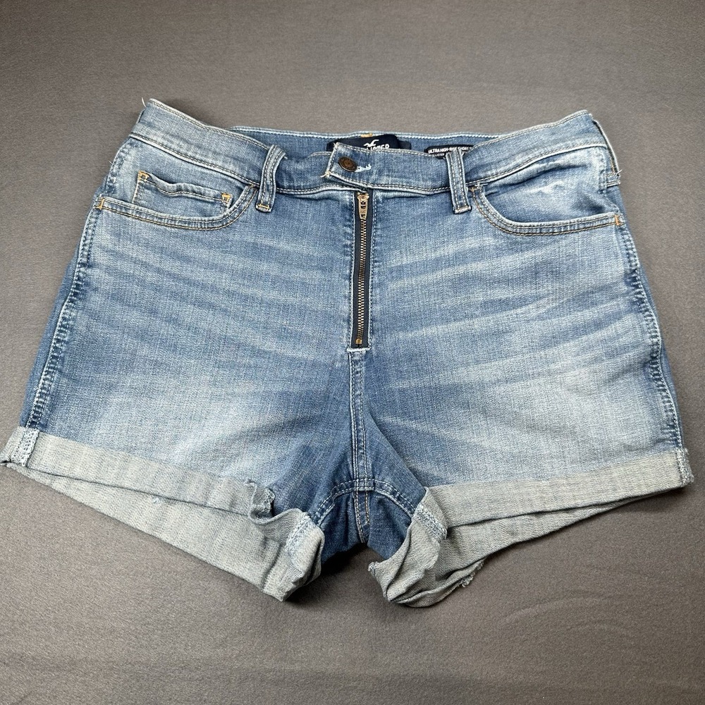 Hollister Denim Shorts Women's‎ 15 Blue Ultra High Rise 3" Exposed Zip